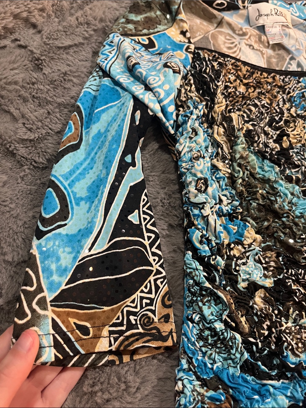 Joseph Ribkoff Beautiful Shiny Pattern Top - Picture 4 of 5